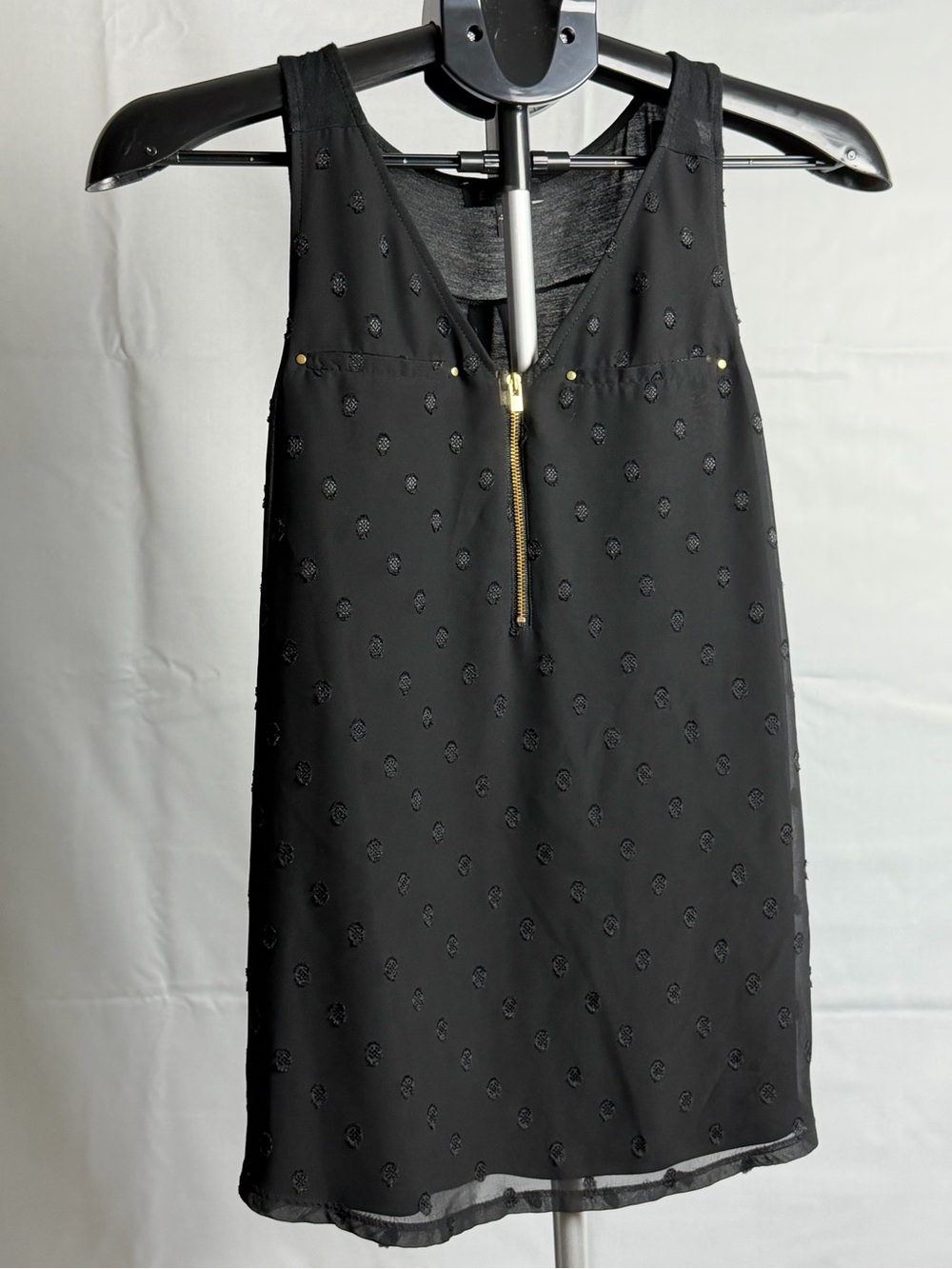 Express Black Mini tank top with Gold Zip and Studs